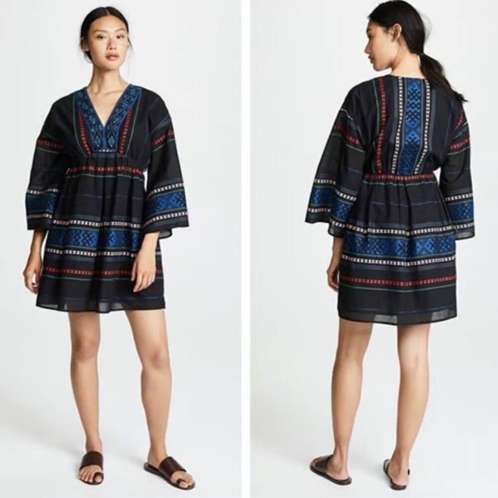 Joie Shada Embroidered Bell Sleeves Mini Dress
